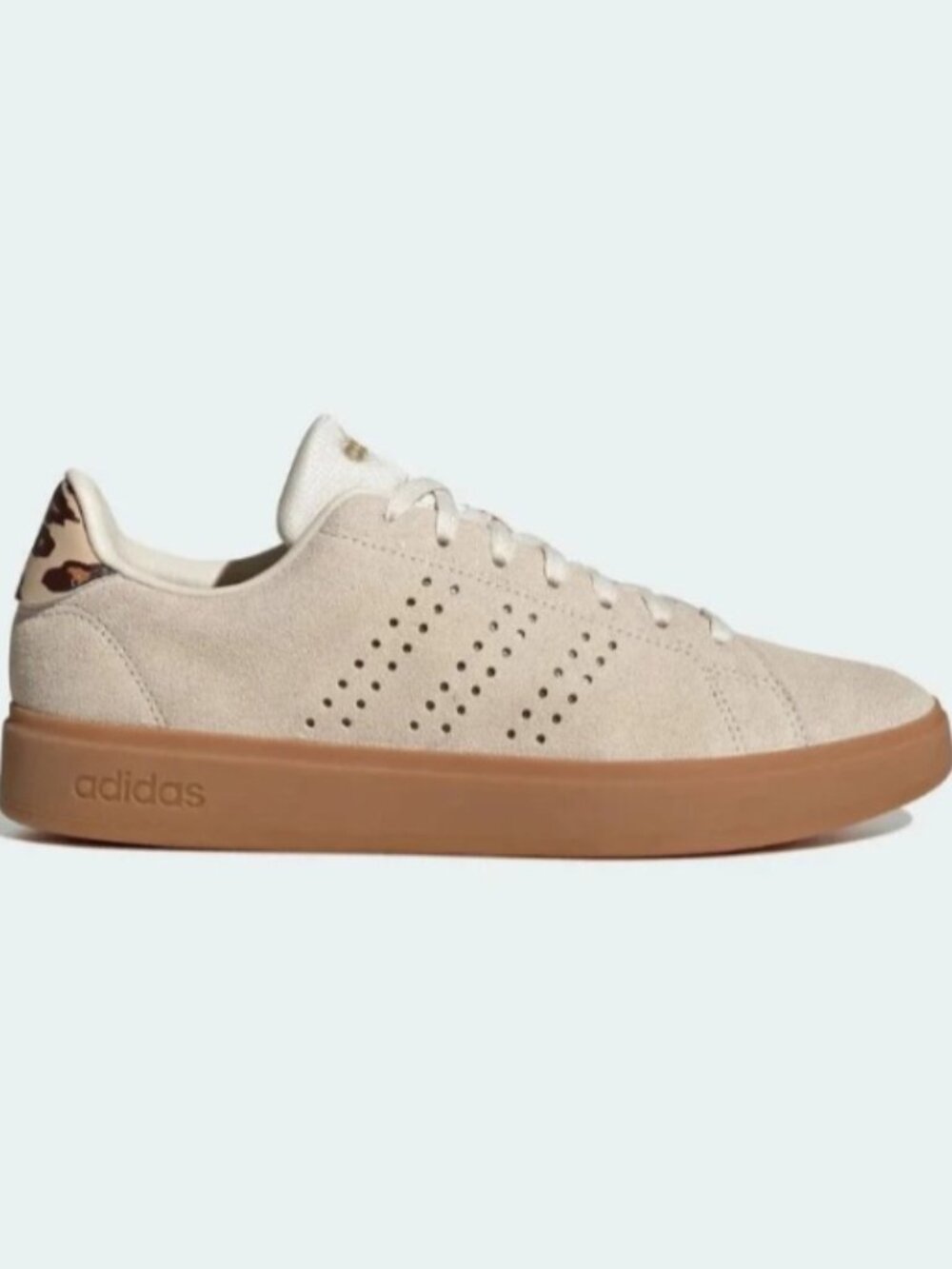 Adidas Advantage 2.0 Sneaker Women's Beige Lace-Up Animal Heel sz 9 NEW